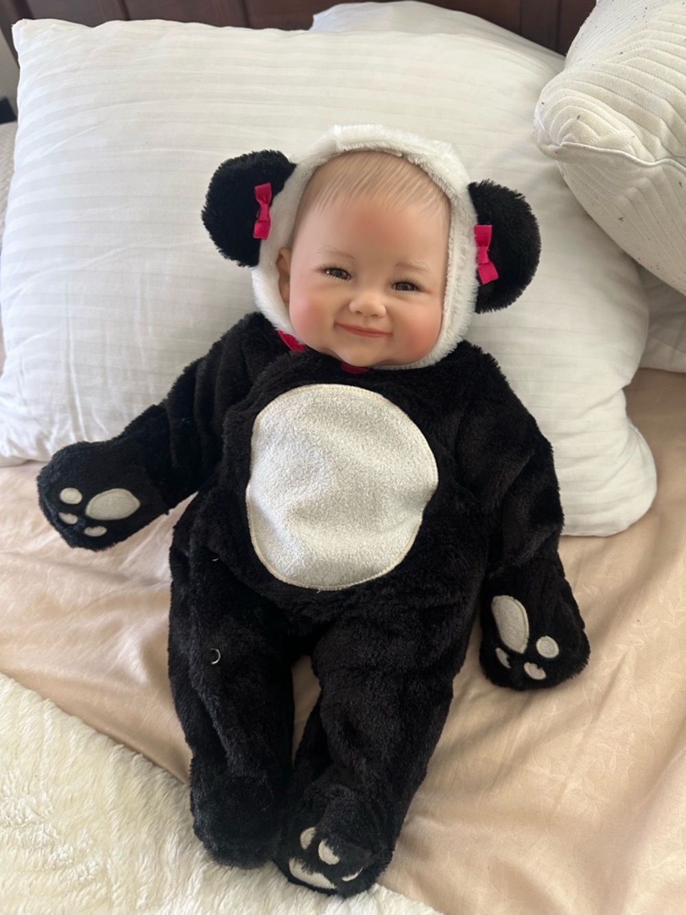 Paradise Galleries Su-Lin doll with Panda onesie costume